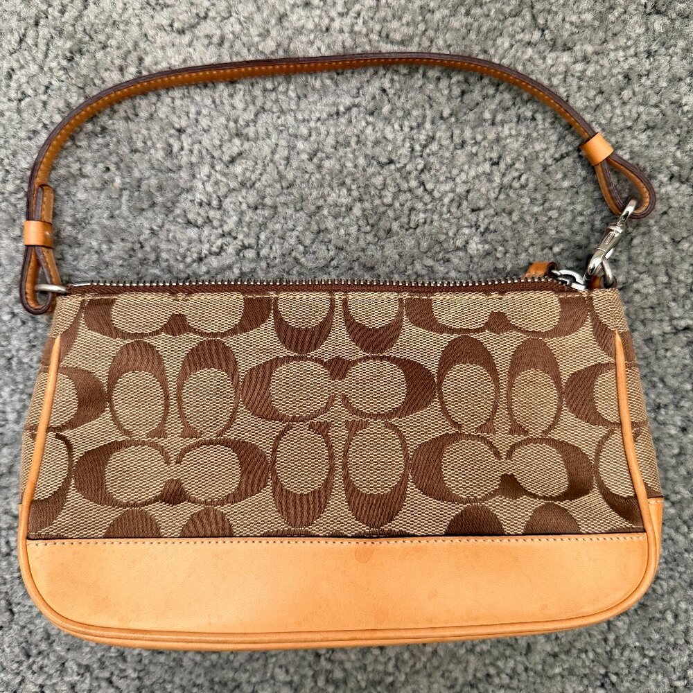 Coach Signature Demi Jacquard canvas and leather vintage purse